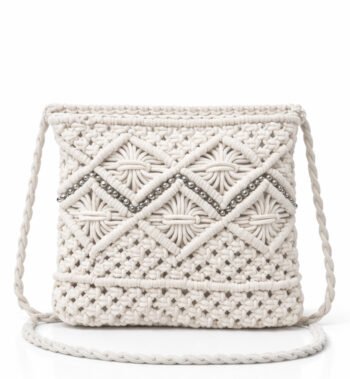 Ivory White Handmade Macrame Sling Bag for Women