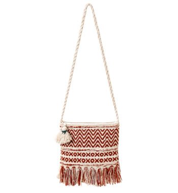 Cream & Rust Handmade Macrame Sling Bag for Women