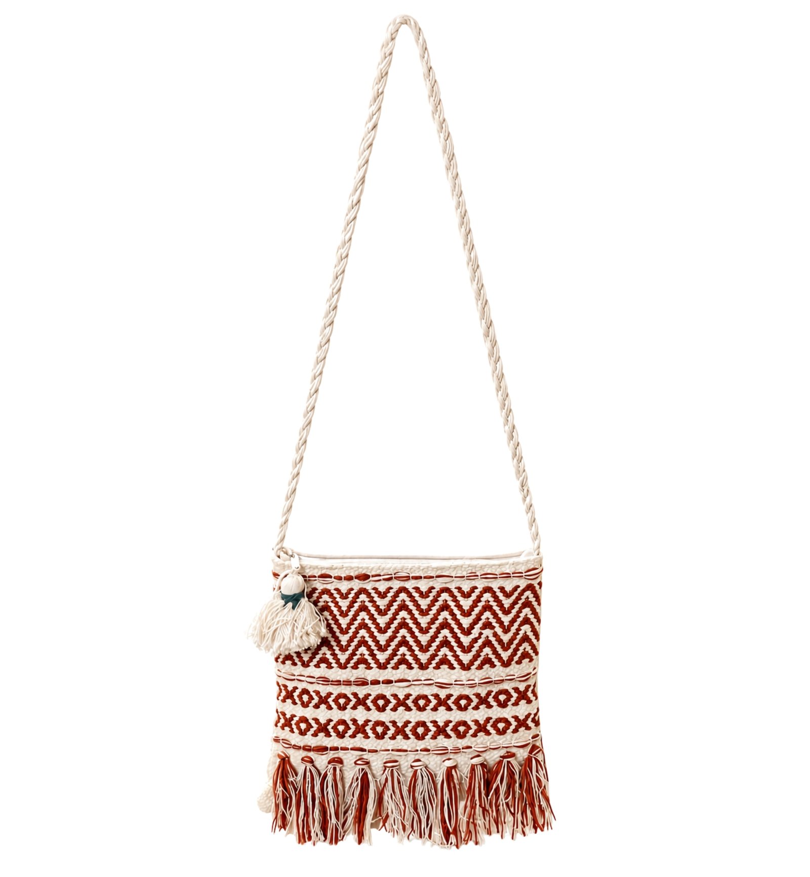 Cream & Rust Handmade Macrame Sling Bag for Women