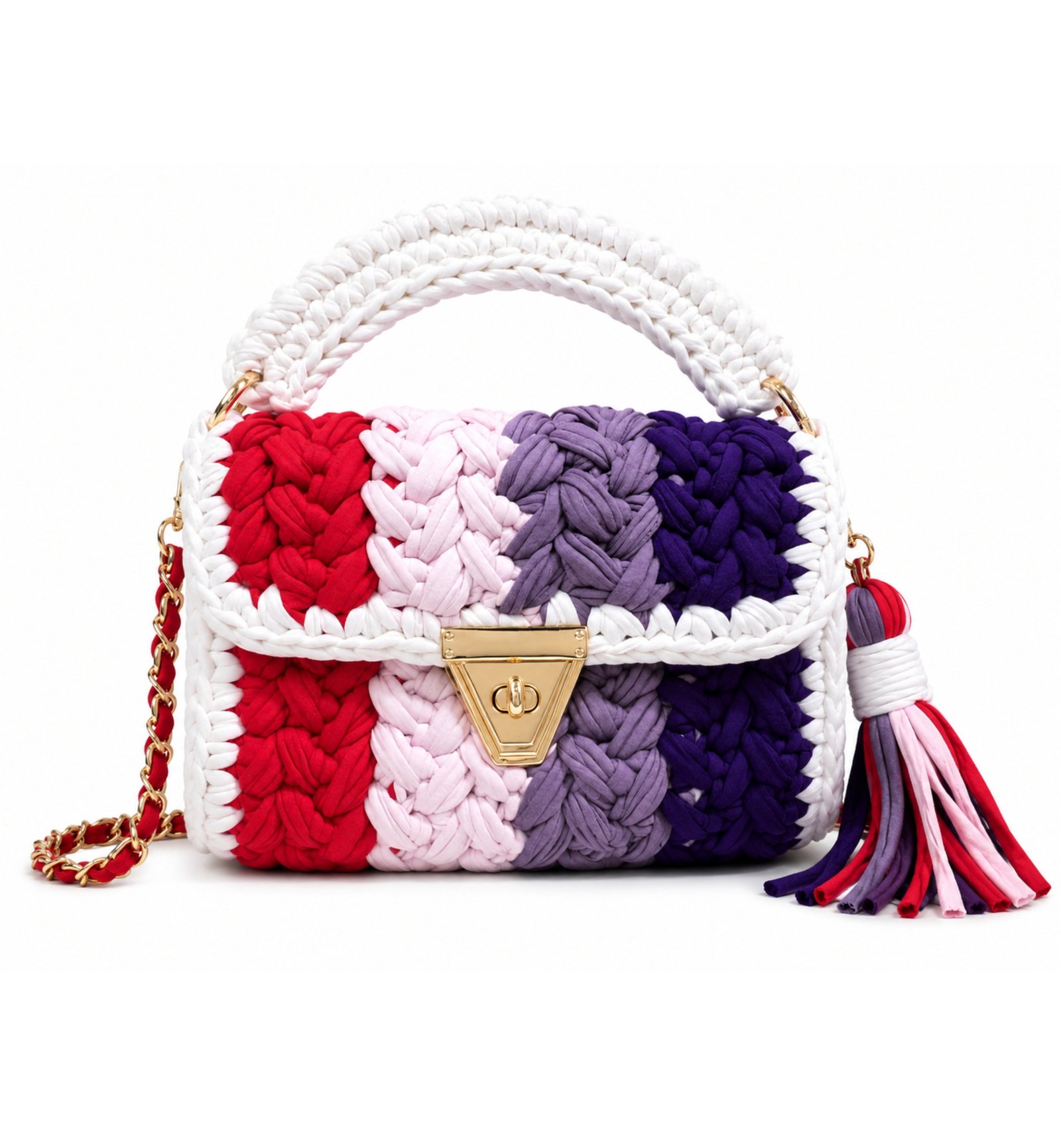 Multicolor Handmade Cotton Crochet Sling Bag For Women
