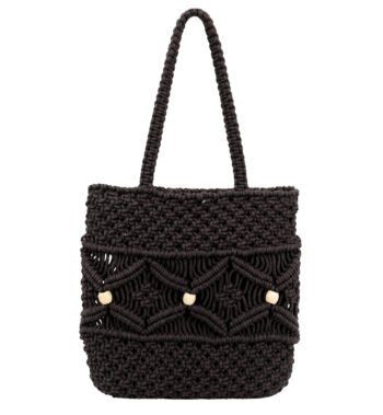 Dark Brown Handmade Macrame Tote Bag
