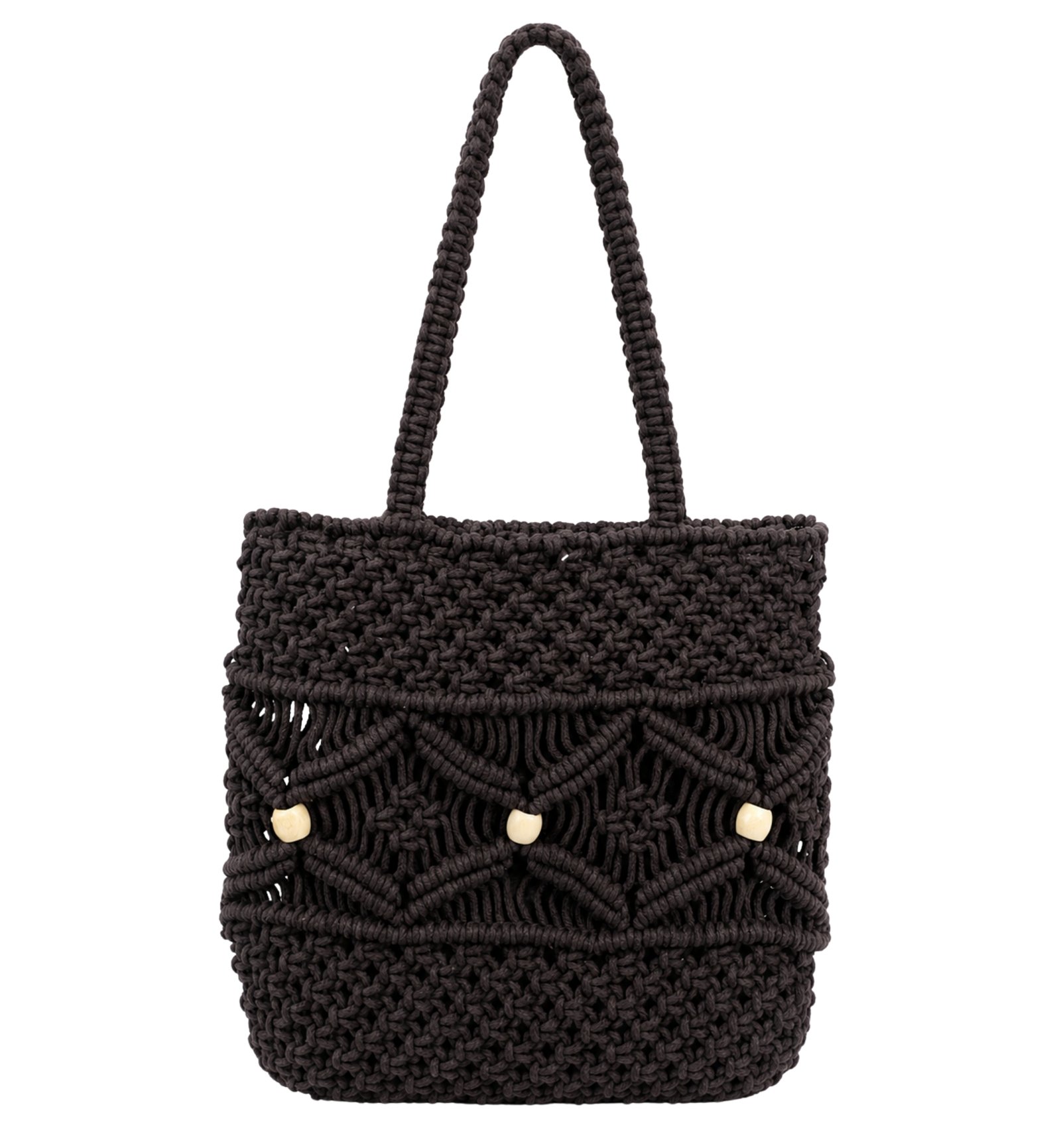 Dark Brown Handmade Macrame Tote Bag