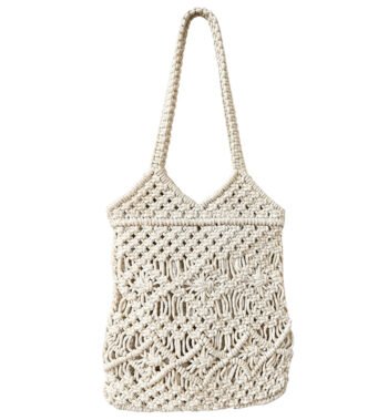 Ivory White Handmade Macrame Tote Bag