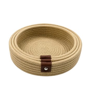 Beige Handmade Cotton Rope Storage Basket Set of 3 (Large, Medium & Small)