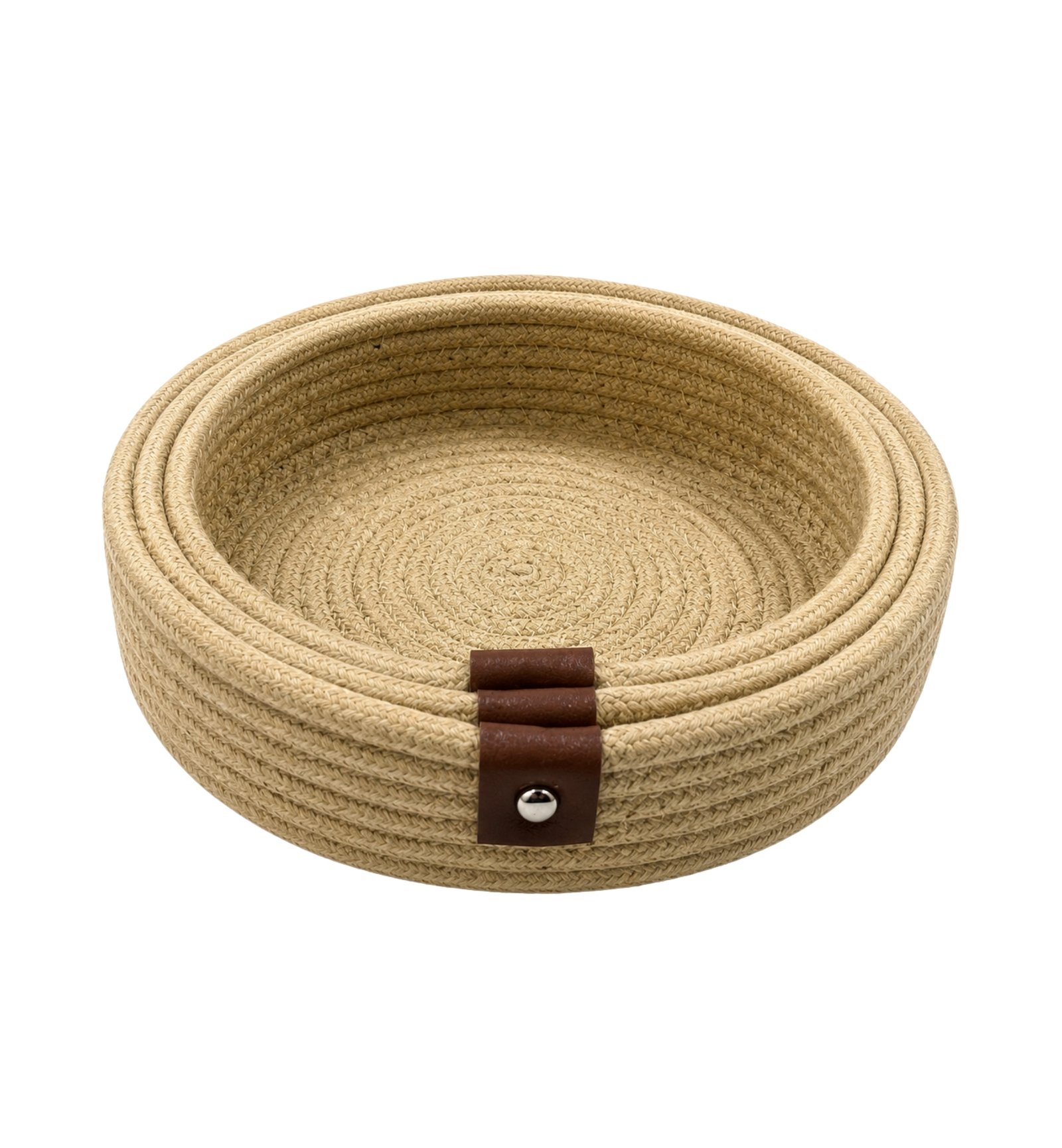 Beige Handmade Cotton Rope Storage Basket Set of 3 (Large, Medium & Small)