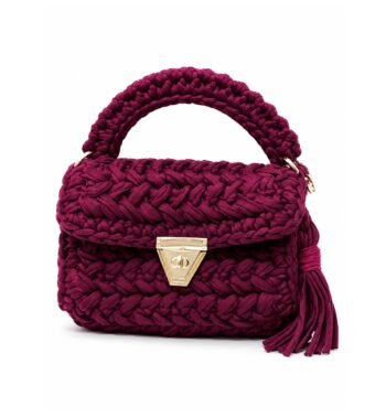 Wine Maroon Handmade Cotton Crochet Sling Bag For Women