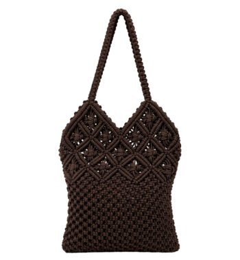 Dark Brown Handmade Macrame Tote Bag for Women