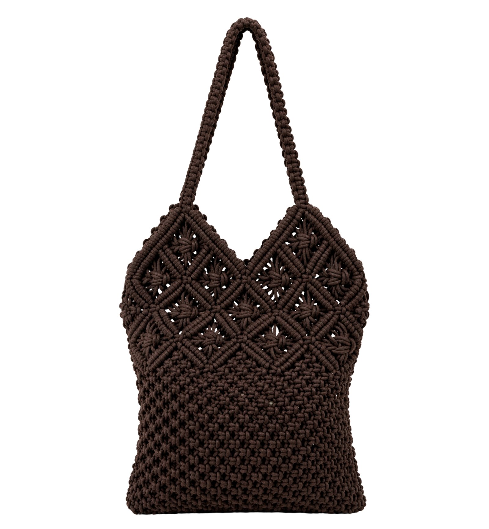 Dark Brown Handmade Macrame Tote Bag for Women