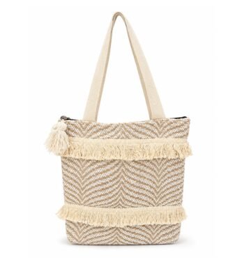 Cream Handmade Boho Tote Bag for Women